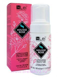 Пенка InLei "Mousse Rose" для очистки и ухода за натуральными и наращенными ресницами, 100мл