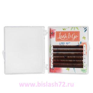 Коричневые ресницы Lash&Go "Латте" микс, 6 линий (D0.07 8-13мм)