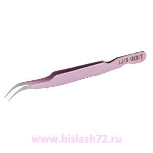 Пинцет Lash Secret изогнутый, розовый блеск