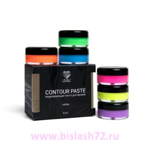Набор CONTOUR PASTE моделирующая паста для бровей цветная, 6 шт
